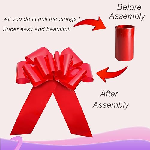 Miniatura 5 de Lazo grande rojo para automóvil, lazo gigante grande de 30 pulgadas para automóvil, lazo de regalo de cumpleaños, lazo de regalo grande