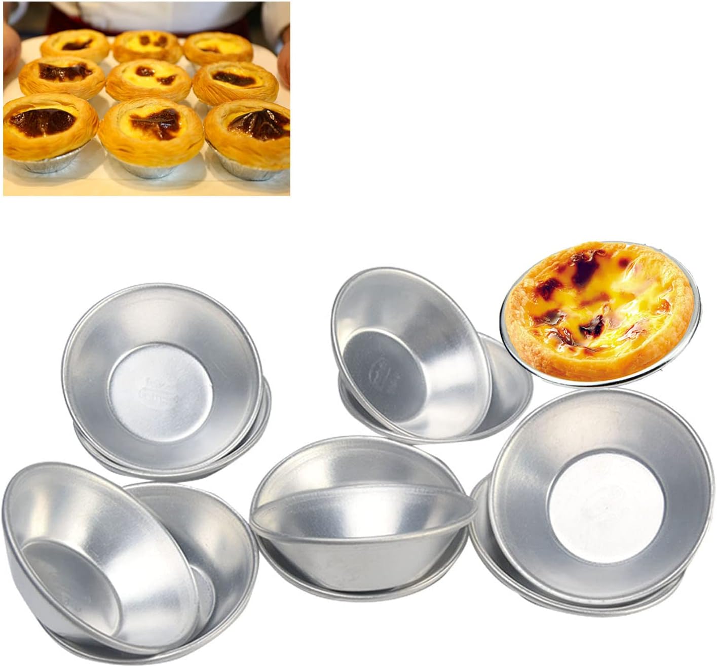 Tree2018 10 Pcs Cake Style Egg Tart Pasteis De Nata Oven Bake Round Custard Tin Cake Tool