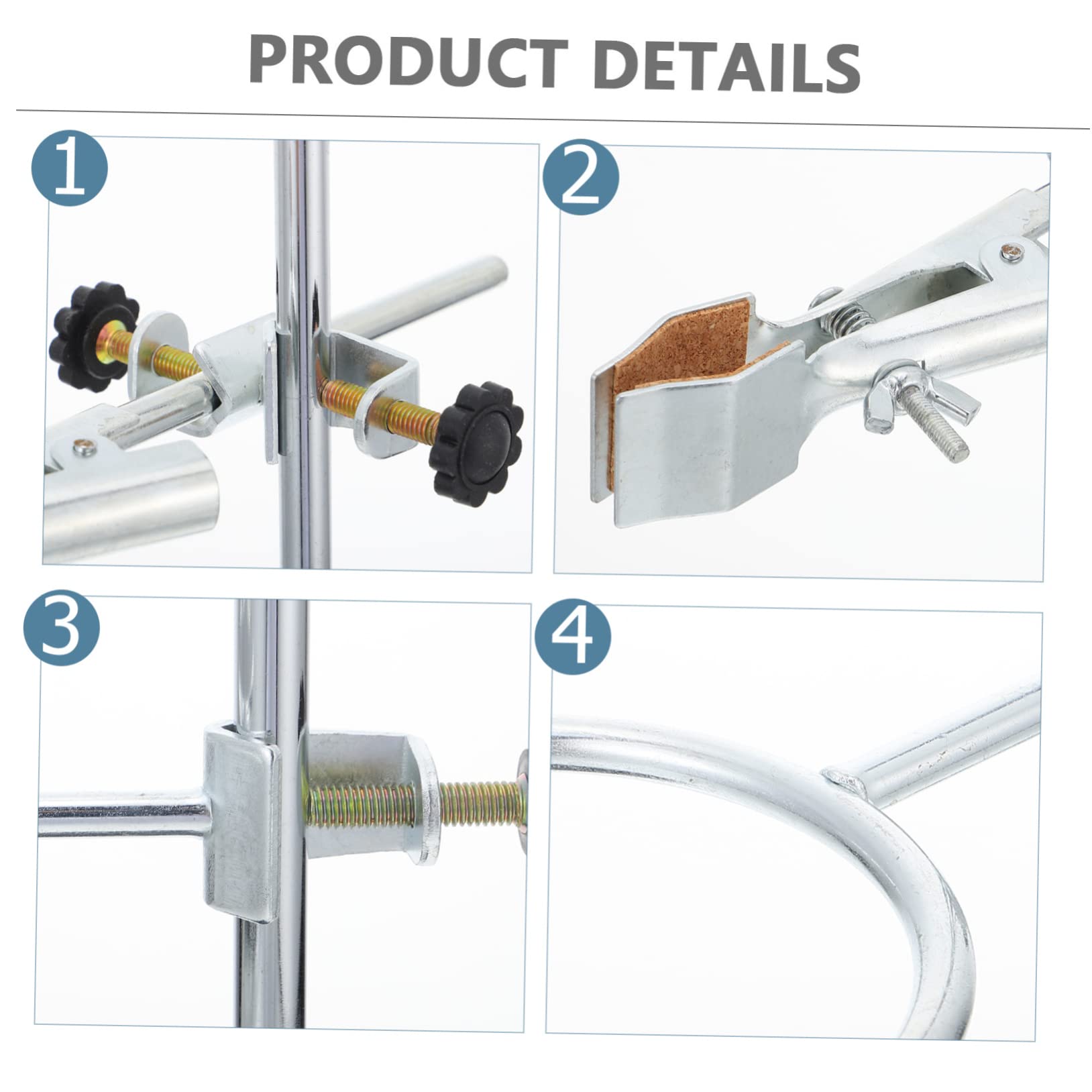 ULTECHNOVO Support de Laboratoire en Fer, Tige de Support Détachable, Base Stable Argentée pour Expériences de Chimie Physique