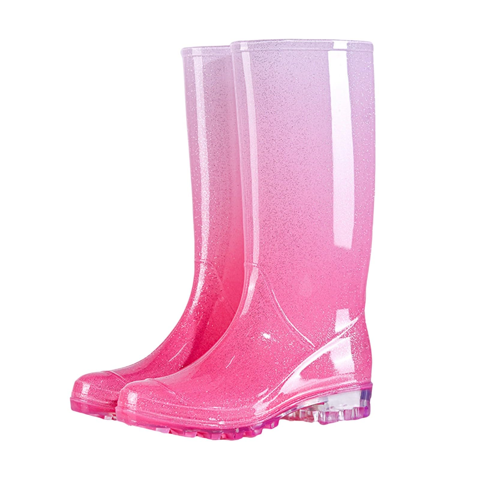 Botas de Lluvia para Mujer Elegantes largas Ideales Exteriores Todas Estaciones diseño Recto Degradado fáciles Llevar