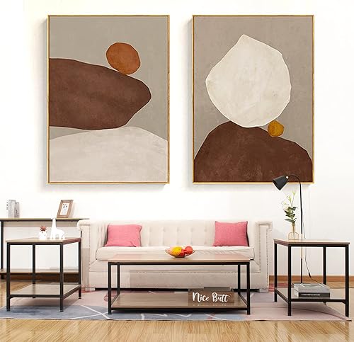 Miniatura 4 de Coral Flower Mesa de centro de roble lavado, mesa de cóctel rústica de madera y metal con estante de almacenamiento abierto, para sala de estar,