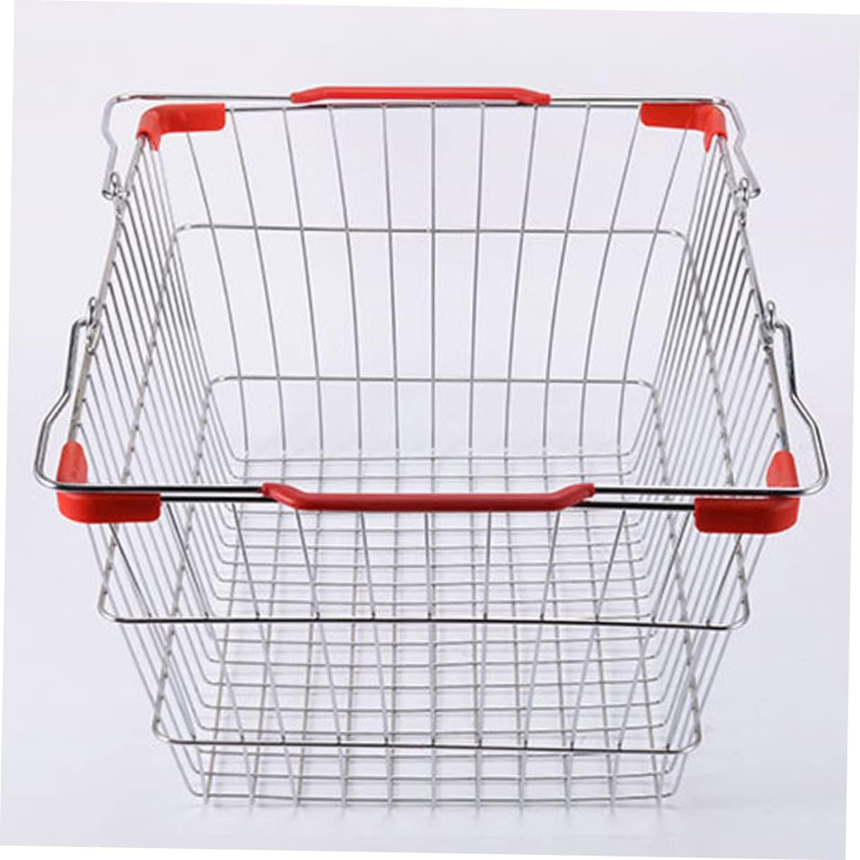 PRETYZOOM Wrought Iron Portable Storage Basket Red for Bathroom Organizing Kitchen Seasoning and Supermarket Shopping and Convenient Design