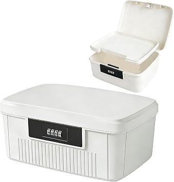 mumisuto Lockable Storage Container Bin, 6L Capacity Organizer Box with Combination Lock, Heavy Duty Plastic Trunk, Usable As Item Organizer Or Office File Storage White