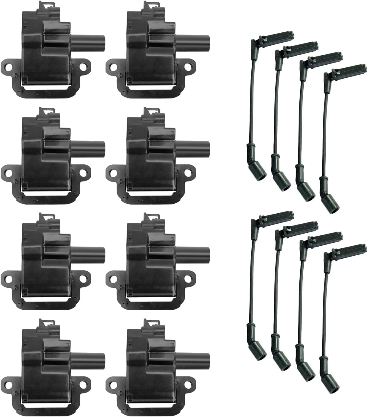 ENA Set of 8 Ignition Coil and Wire Set Compatible with GMC Chevy 2001 2002 B7 C3500 Express Topkick Silverado C3500 2500 3500 Sierra Yukon XL 8.1L Replacement for UF192