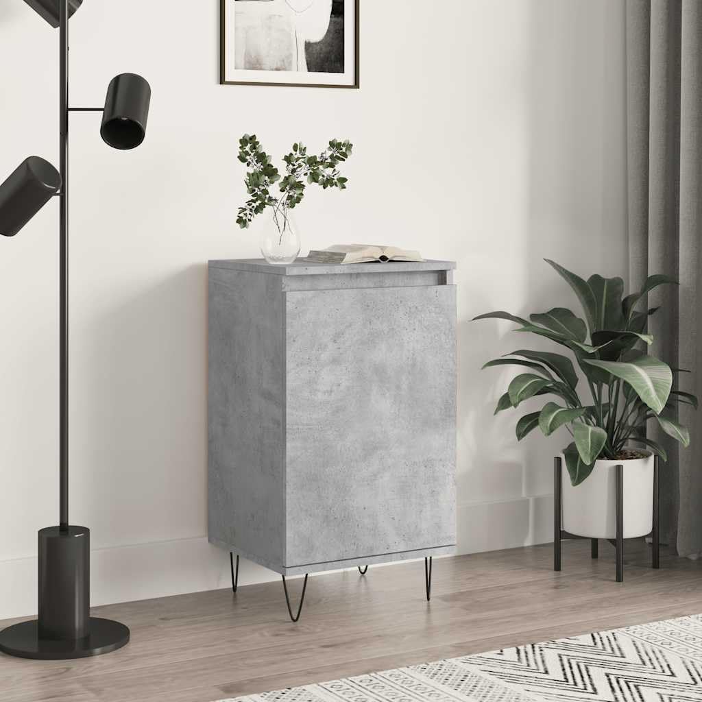 Credenza grigio cemento, 40 x 35 x 70 cm, comò con anta, in legno