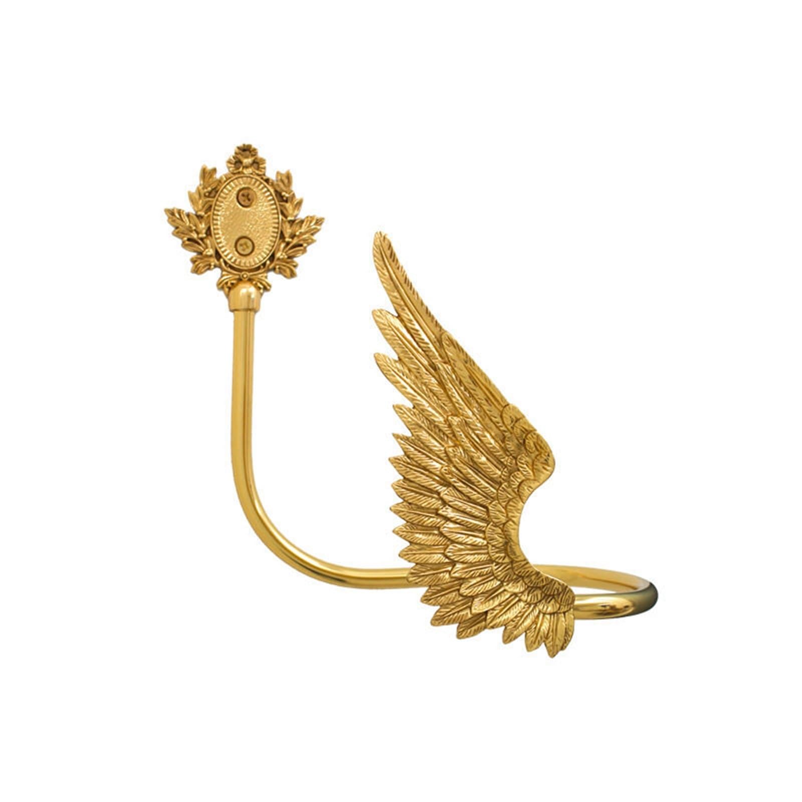 Brass Curtain Tieback Hook Creative Angel Wings Brass Pure Copper Curtain Hook Decorative Retro Wall(Wing left)