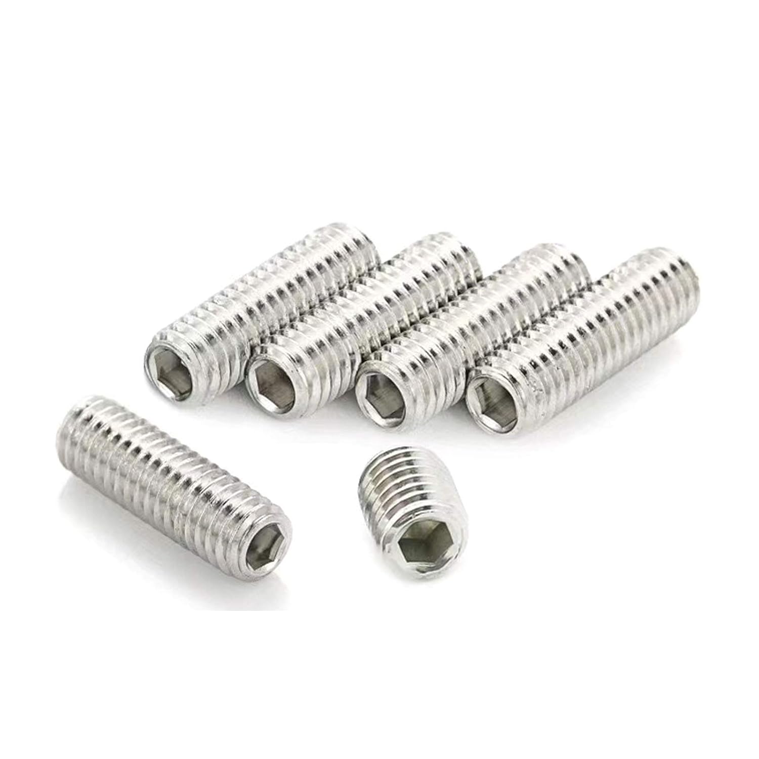 50 Pcs M3x4mm Metric 304 Stainless Steel Hex Socket Set Flat Point Grub Screws Silver Tone for Towel Rack Door Knob （M3x4mm）