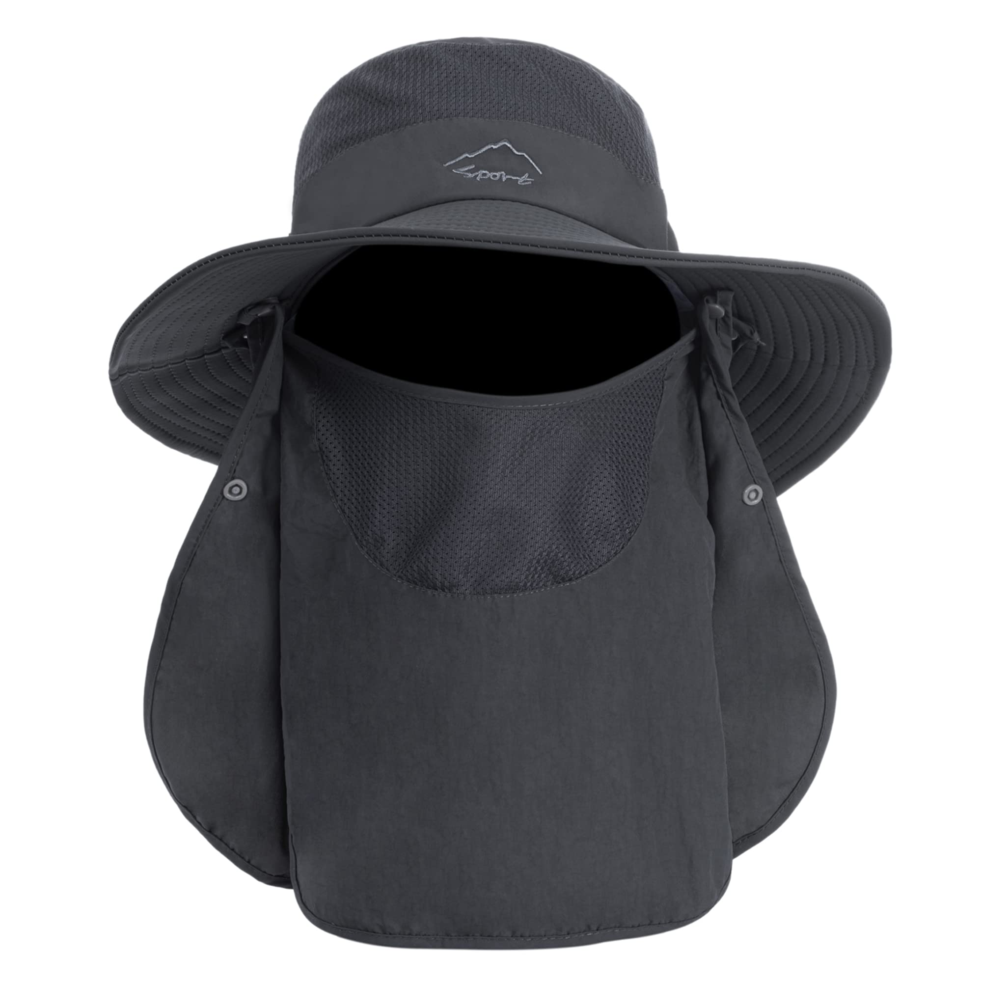 Men's Wide Brim Sun Fishing Hat Outdoor UPF 50+ Sun Protection with Removable Face and Neck Flap