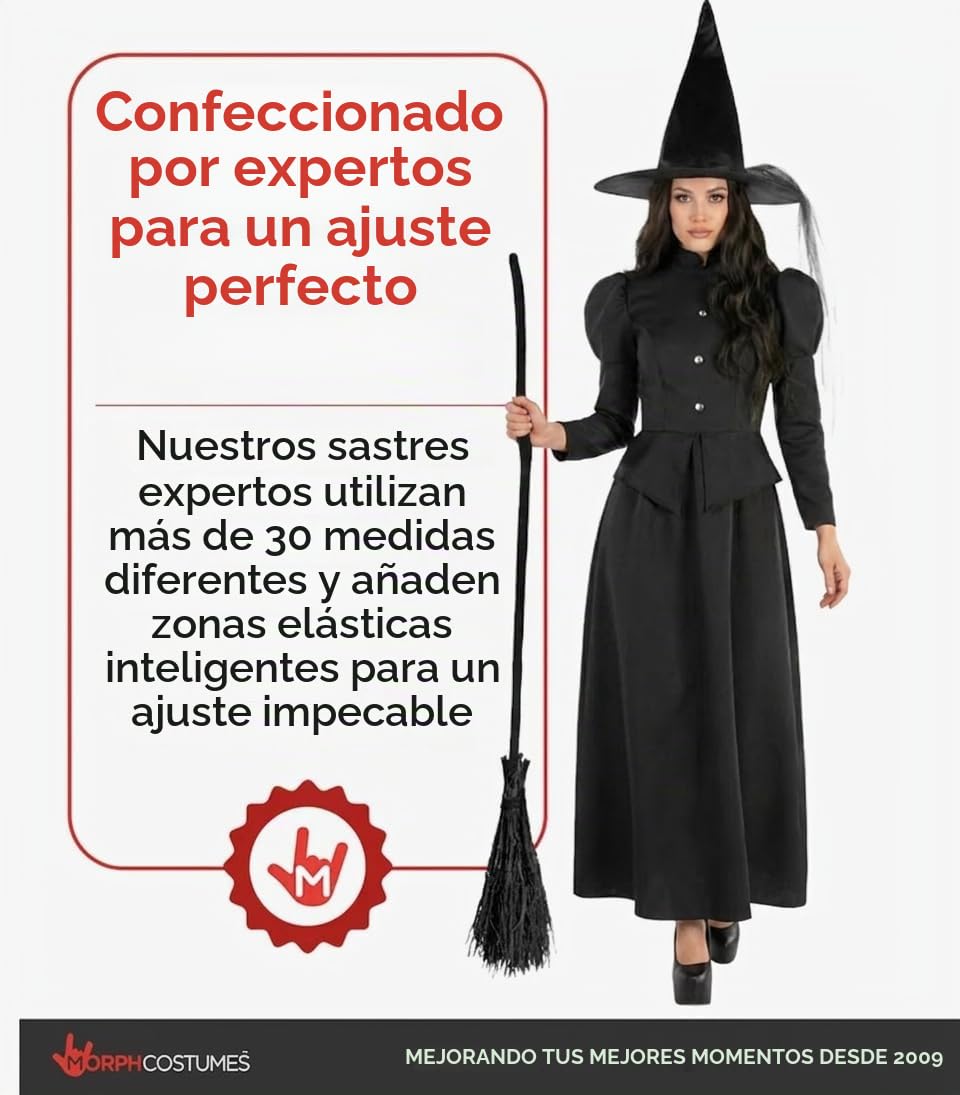 Morph Disfraz Bruja Mujer, Disfraces Halloween Brujas, Traje de Bruja Malvada, Disfraz Halloween para Mujer