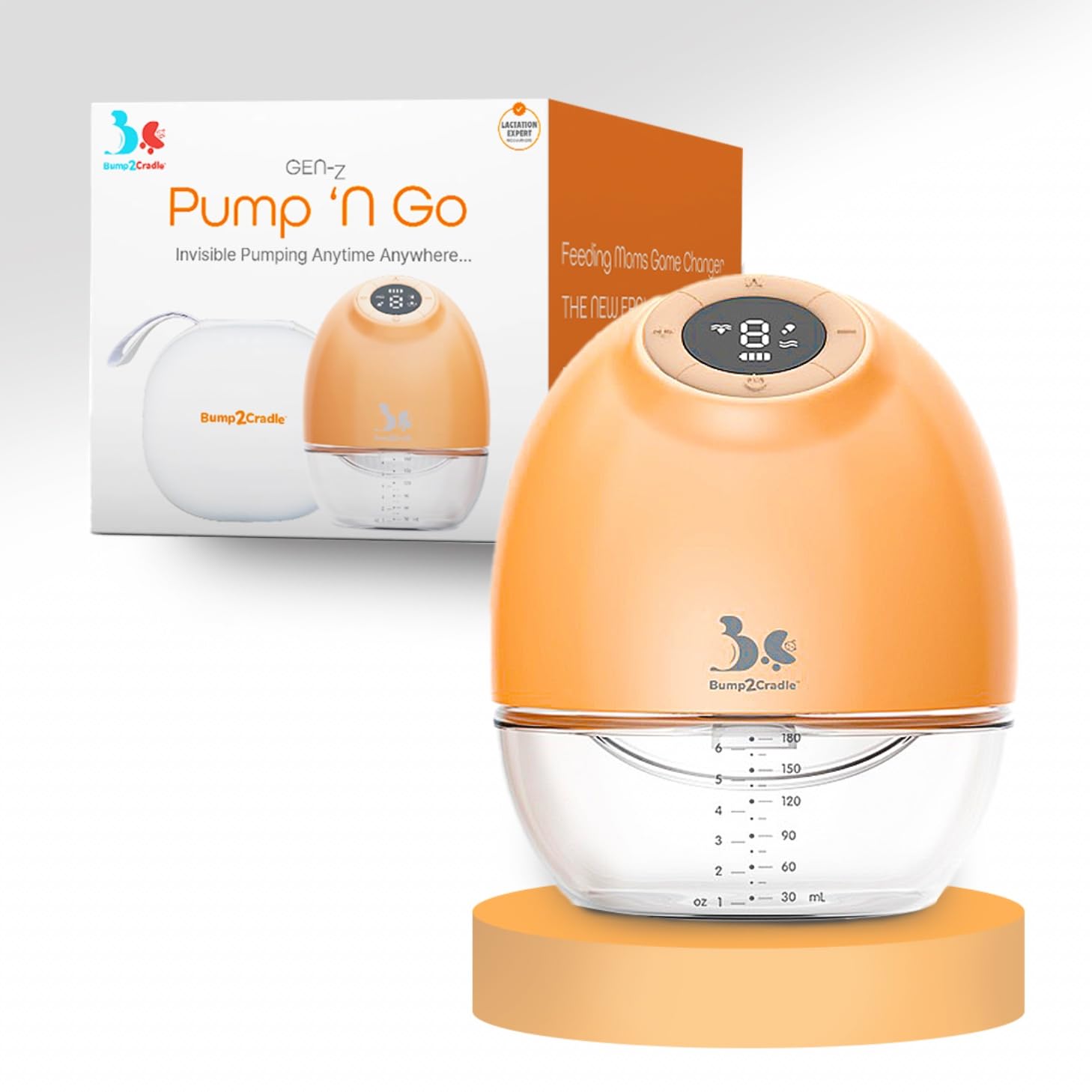 Bump2Cradle | ISO 9001:2015 Certified| No 1 Brand by Doctors and Lactation Experts |Automatic Nipple Corrector Patented Technology -Pump N Go Pro|Model: (B2C 117/Pro) Electric Breast Pump|Soft Cushion|17, 19,21 & 25 mm flanges |3 Modes & 9 Suction Levels|Usb Charging & Cordless Quiet 1 Yr Warranty | Storage bottle with Cap | Free lactation consultation