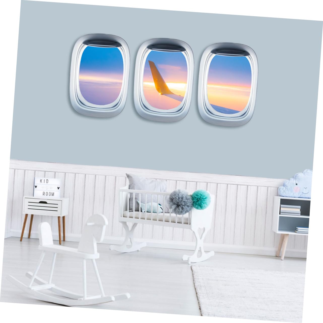 3stücke Fenster Wandaufkleber Flugzeug Landschaft Selbstklebend Und Abnehmbar Für Kinderzimmer Kindergarten Dekorative Wandtattoos Für Junge Mädchen Farbenfrohe Raumgestaltung