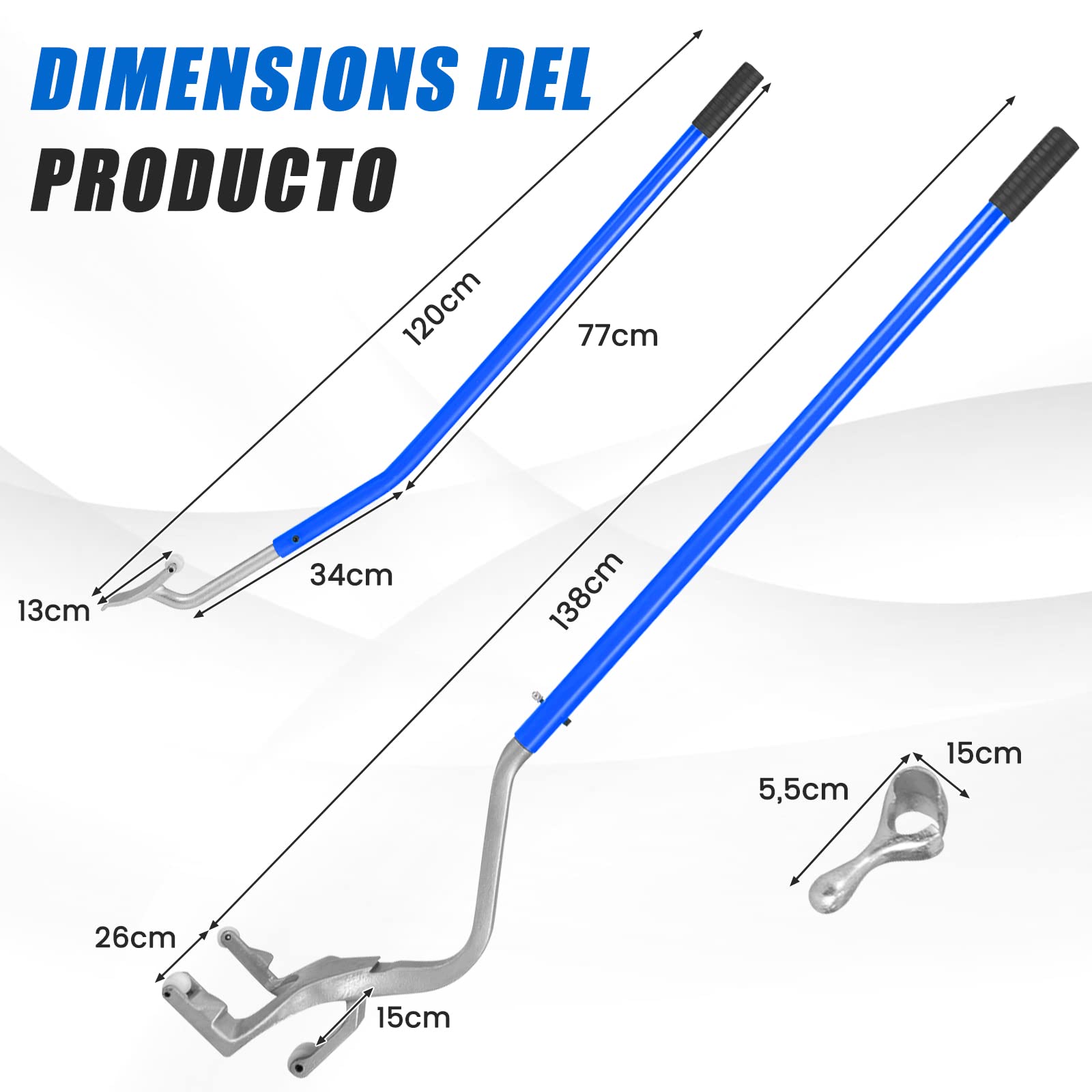 COSTWAY Herramienta para Montar y Desmontar Neumáticos, Cambiador de Neumáticos de 44 cm a 62 cm, Conjunto de 3 Herramientas Manuales para Cambiar Neumáticos con Retenedor de Cuentas (Plateado+Azul)