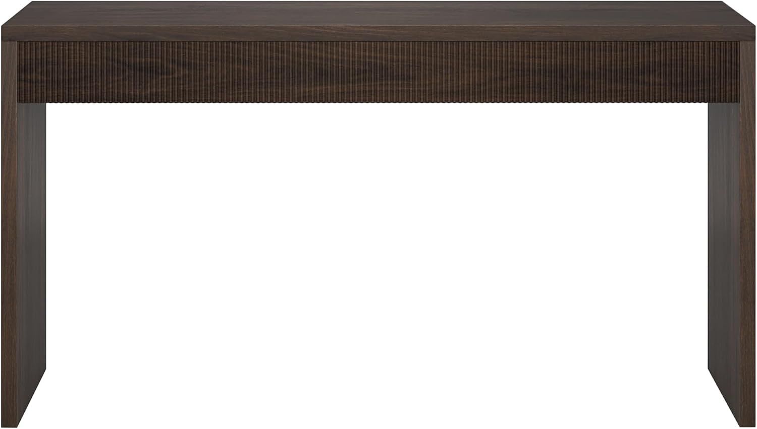 Henn&Hart 55" Rectangular Fluted Console Table, Ribbed Entryway Table, Sofa Table for Entryway, Living Room, Couch, Hallway, or Office, Warm Brown