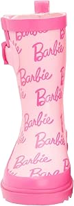Barbie Wellies Girls Kids Short Pink Glitter Logo Rain Wellington Boots