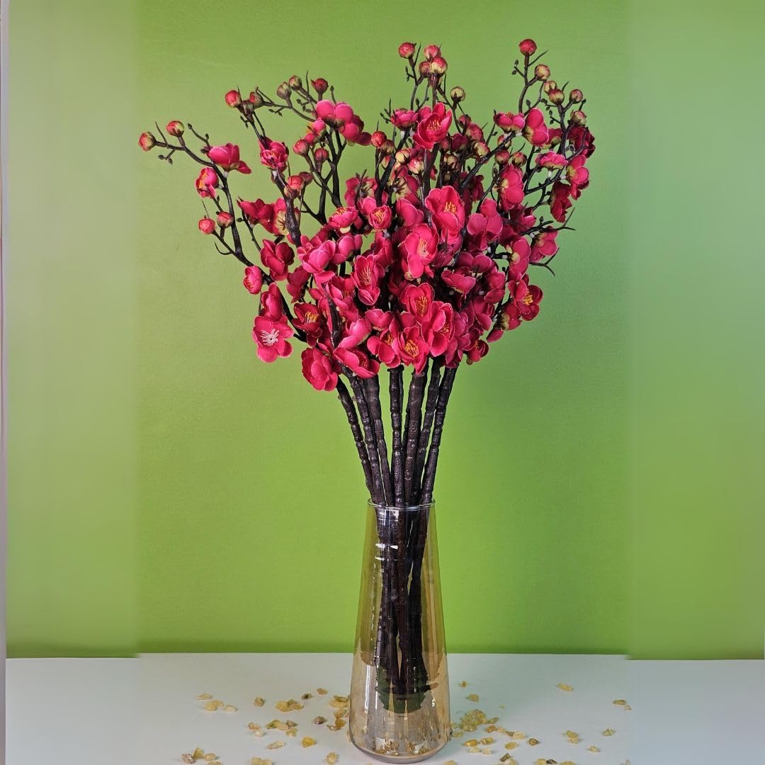 SATYAM KRAFT 3 Sticks Artificial Flowers Blossom Bouquet Sticks for Gifting, Home, Bedroom, Balcony, Living Room,Table, Deepwali Decoration(Without Vase Pot) (3 Pieces, Dark Pink) (B09X783V6W) Amazon Price History, Amazon Price Tracker