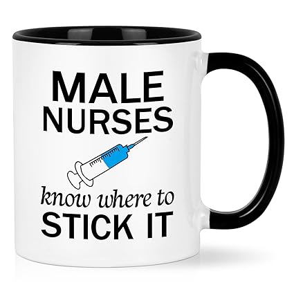 YHRJWN Male Nurse Gifts, Male Nurses Know Where to Stick It Coffee Mug, Funny Male Nurse Mug, Nurse Appreciation Gifts for Him, Nurse Week Christmas Gifts for Male Nurse Nursing Student, 11 Oz