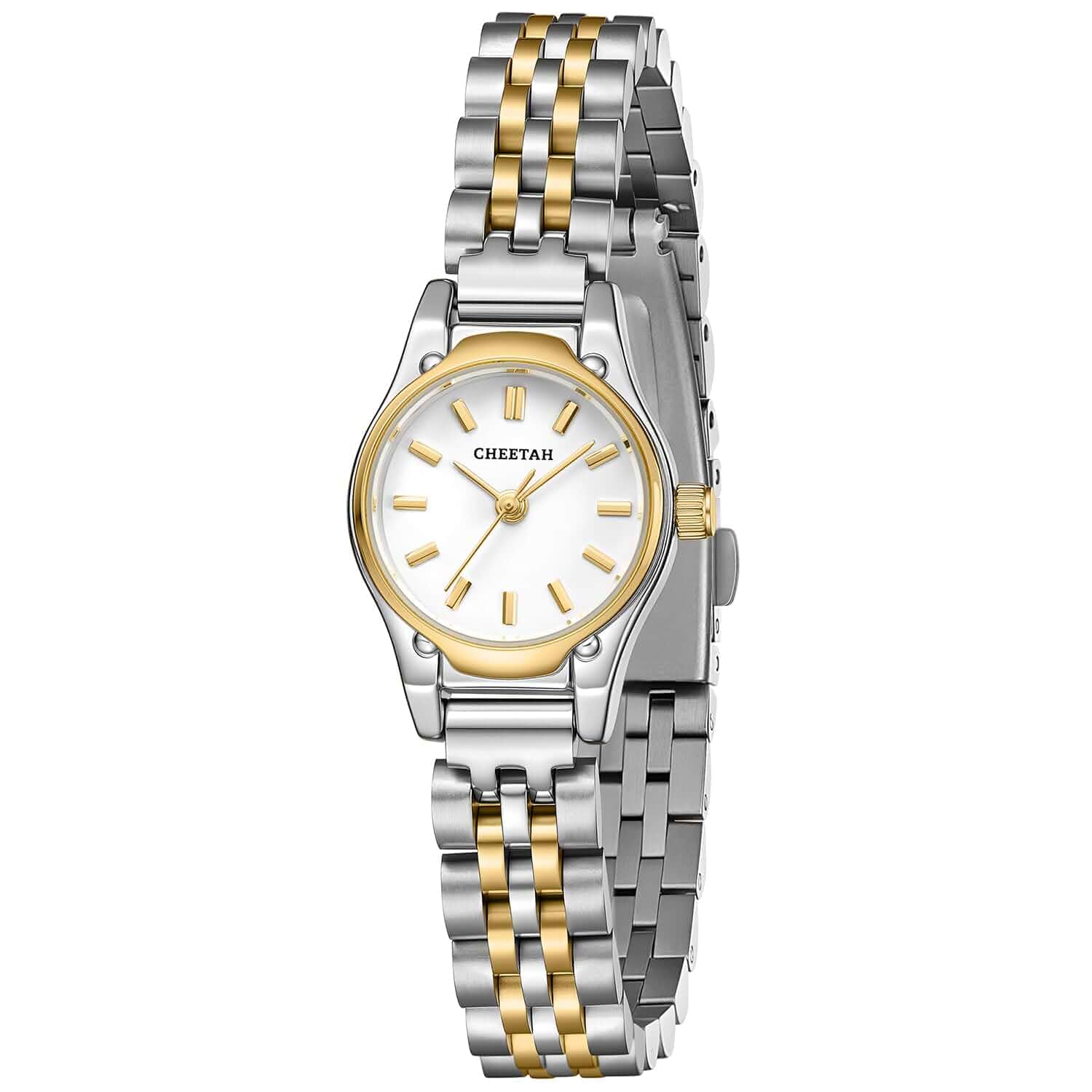 CHEETAH Gold Watches for Women, Dainty Small Round Dial, with Stainless Steel Bracelet Watchband, Waterproof Stainless Steel