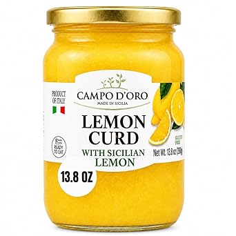 CAMPO DORO - Sicilian Lemon Curd, 13.8 oz 390 g | Citrus Lemon custard Made with Fresh Lemon, Eggs and Butter, Dessert, Pie or Tart Filling, Product of Sicily, Italy
