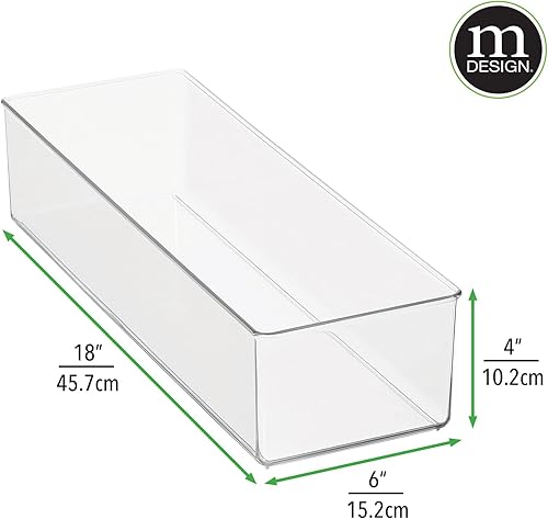Miniatura 3 de mDesign Caja organizadora de cajones de plástico, contenedor organizador de almacenamiento largo para armarios, dormitorios, uso para leggings,