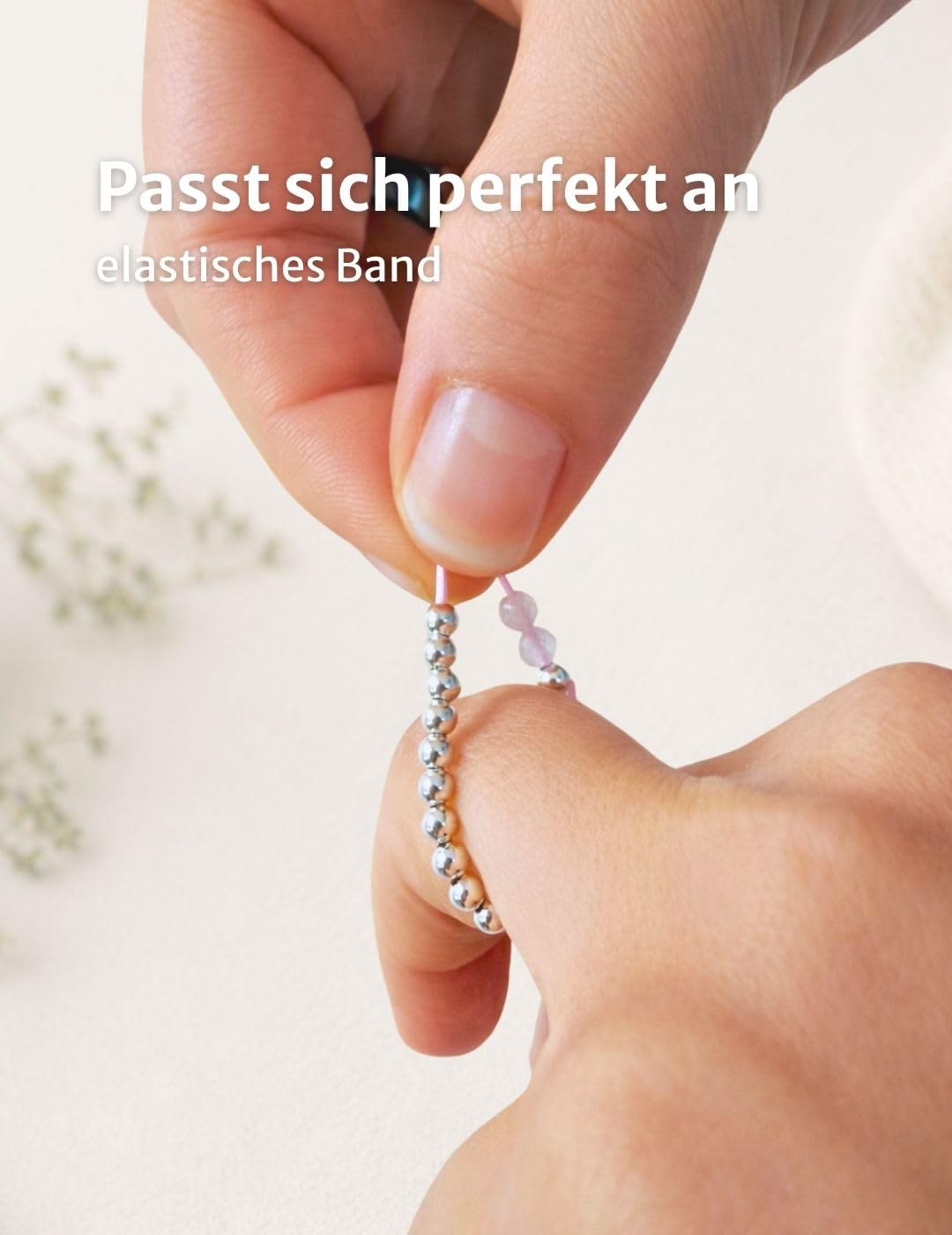 happymaker Elastische Ringe, Fidget 925 Silber Ring mit echten Edelsteinen, handgemacht in Deutschland, Shade Anxiety Ring, Damenring in zwei Größen