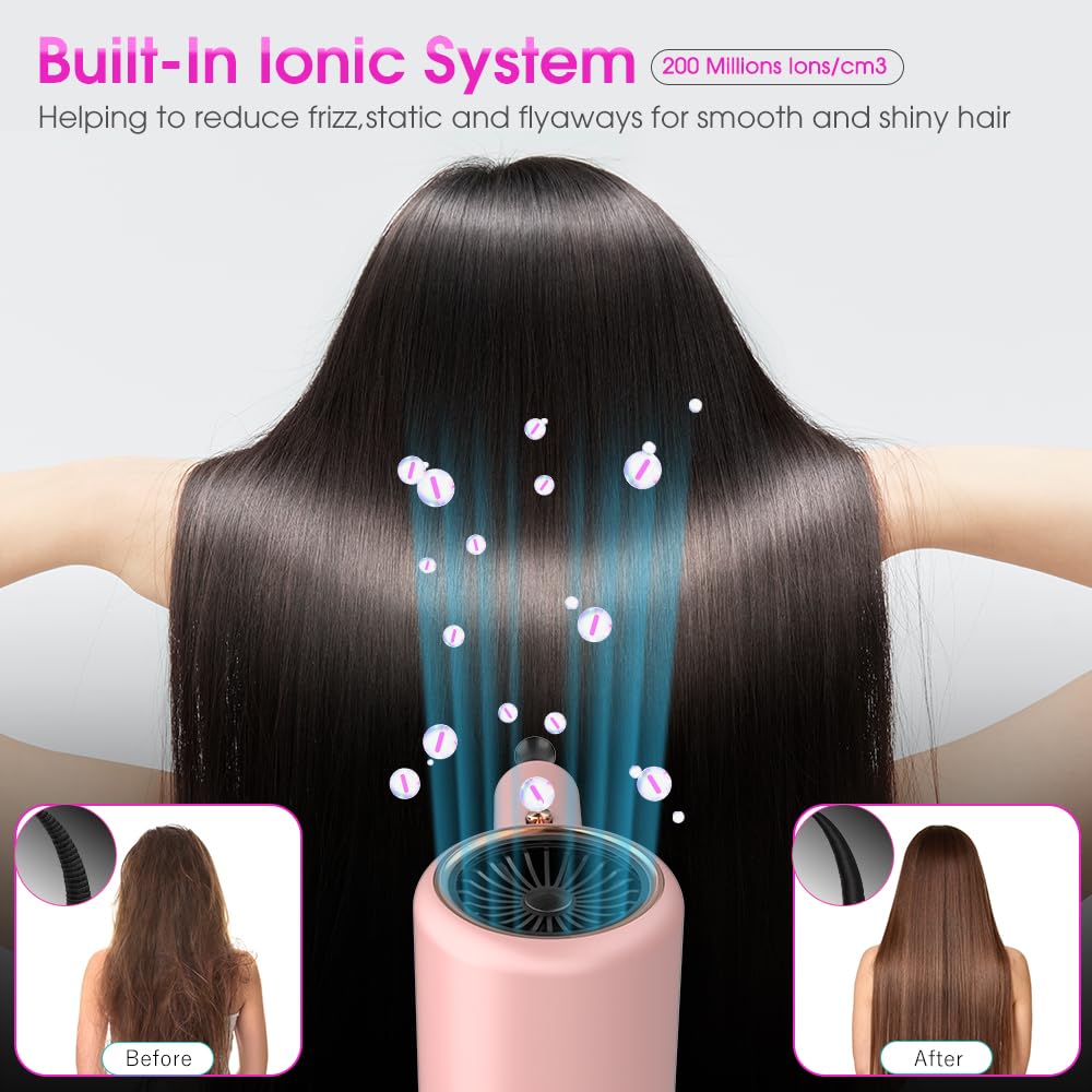 Asciugacapelli ionico 2400W con Borsa da viaggio [Leggero, alta velocità & pieghevole] Set per Acconciature con Concentratore/Diffusore/Pettine per volume, Phon Capelli a Temperatura Costante