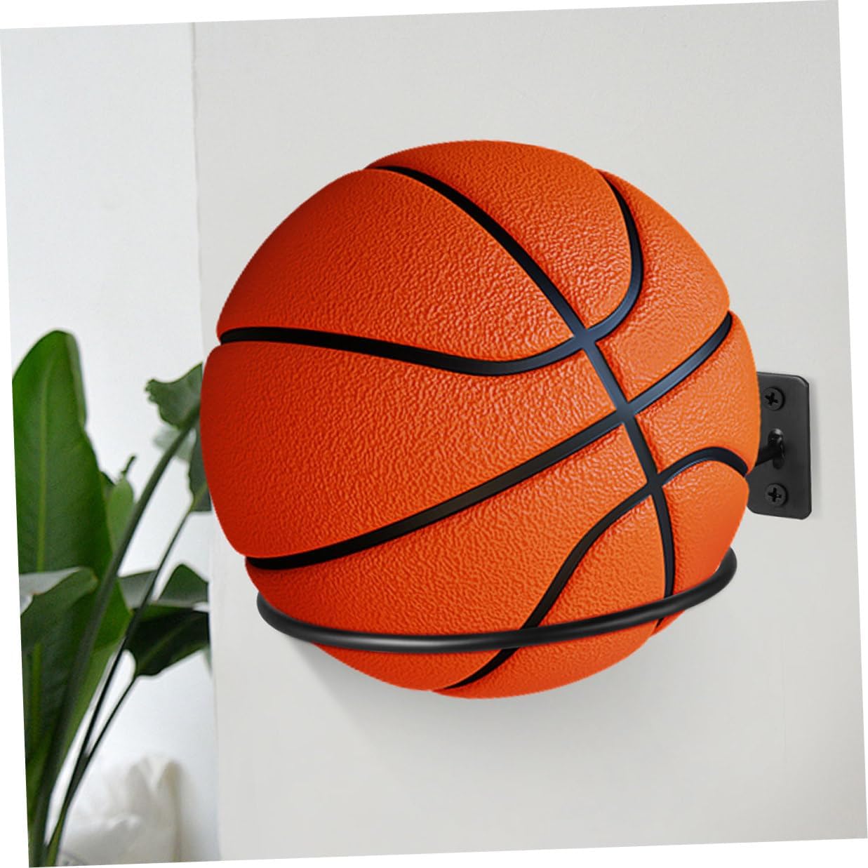 8pcs Wall Mounted Ball Rack Holder for Basketball Football Soccer Volleyball – Metal Space-Saving Sports Ball Storage Stand, 23.5x4.5cm, Black