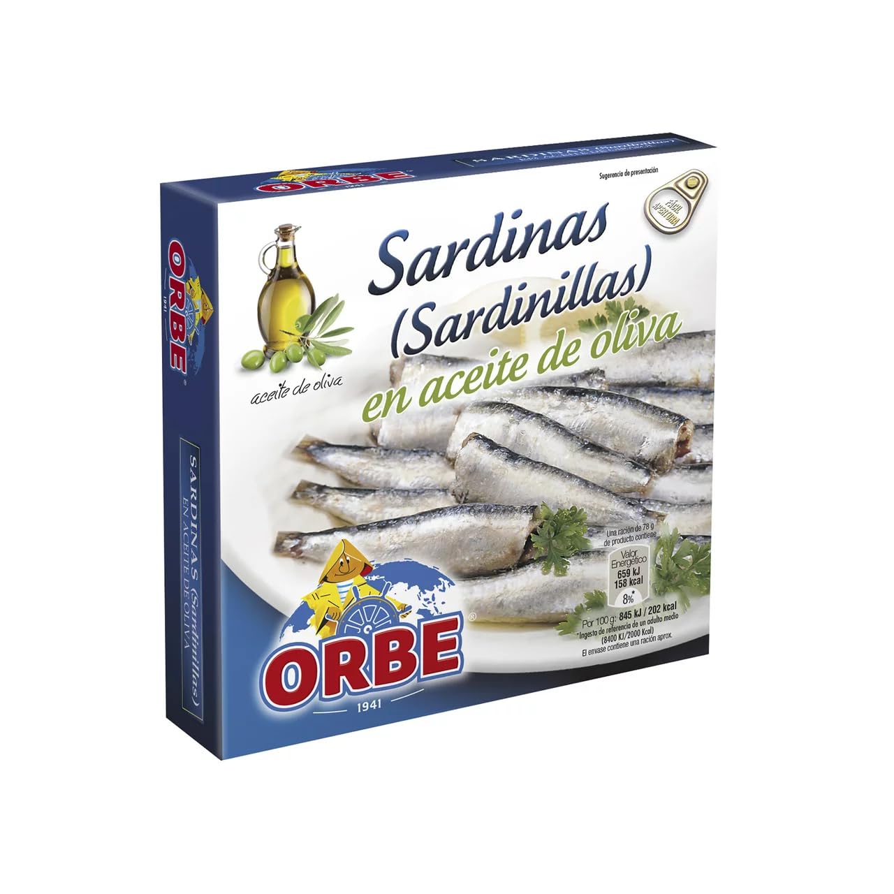 ORBE Sardinen in Olivenöl, Dose 78 g. 9er-Pack