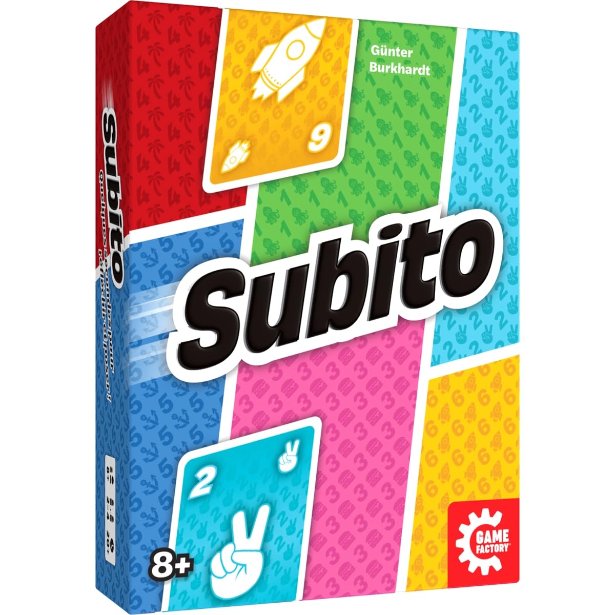 Game Factory 646064 Subito, schnelles Kartenspiel, Ablegespiel, Zwei Personen Spiel, Familienspiel für 2 bis 4 Spieler, ab 8 Jahren