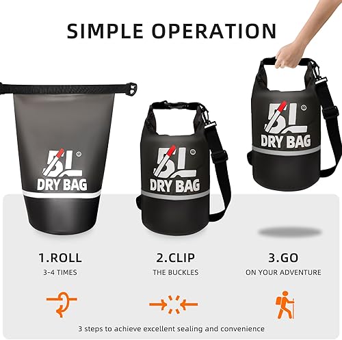 Miniatura 4 de Bolsa seca impermeable para mujeres y hombres, bolsa de almacenamiento ligera enrollable de 5L10L, mochila reflectante con bolsa impermeable para