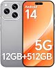Unlocked Phones C16 Promax, Snapdragon 888, 12GB512GB Android 14 Cell Phone, 6.8 Screen, 5000mAh Battery, 108MP48MP Camera, 5G Unlocked Smartphone, Dual SimFace IDGPS Grey
