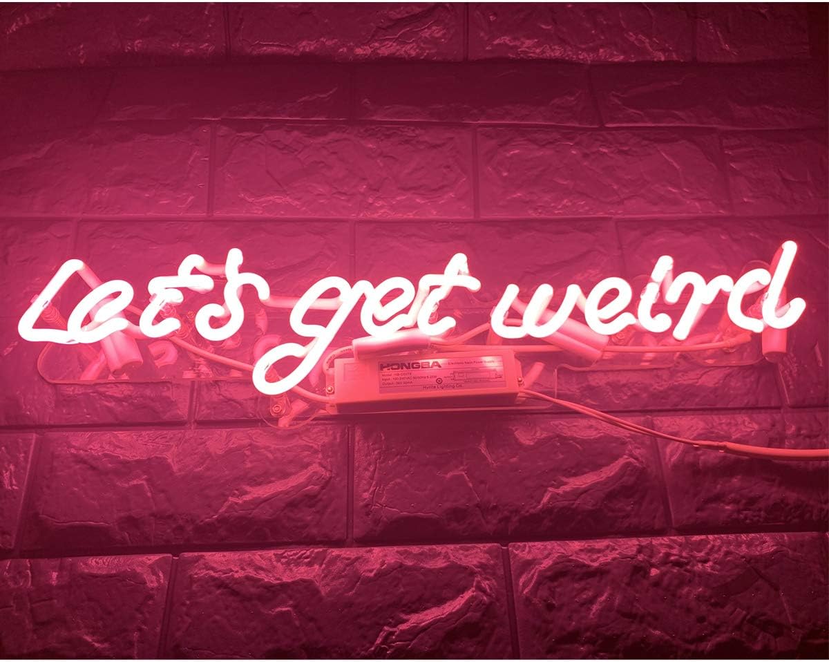 21inches Real Glass Neon Let's Get Weird Wall Sign for Cool Light, Wall Art, Bedroom Decorations, Home Accessories, Party, and Holiday Decor 21inches Real Glass Neon Let's Get Weird Wall Sign for Cool Light, Wall Art, Bedroom Decorations, Home Accessories, Party, and Holiday Decor