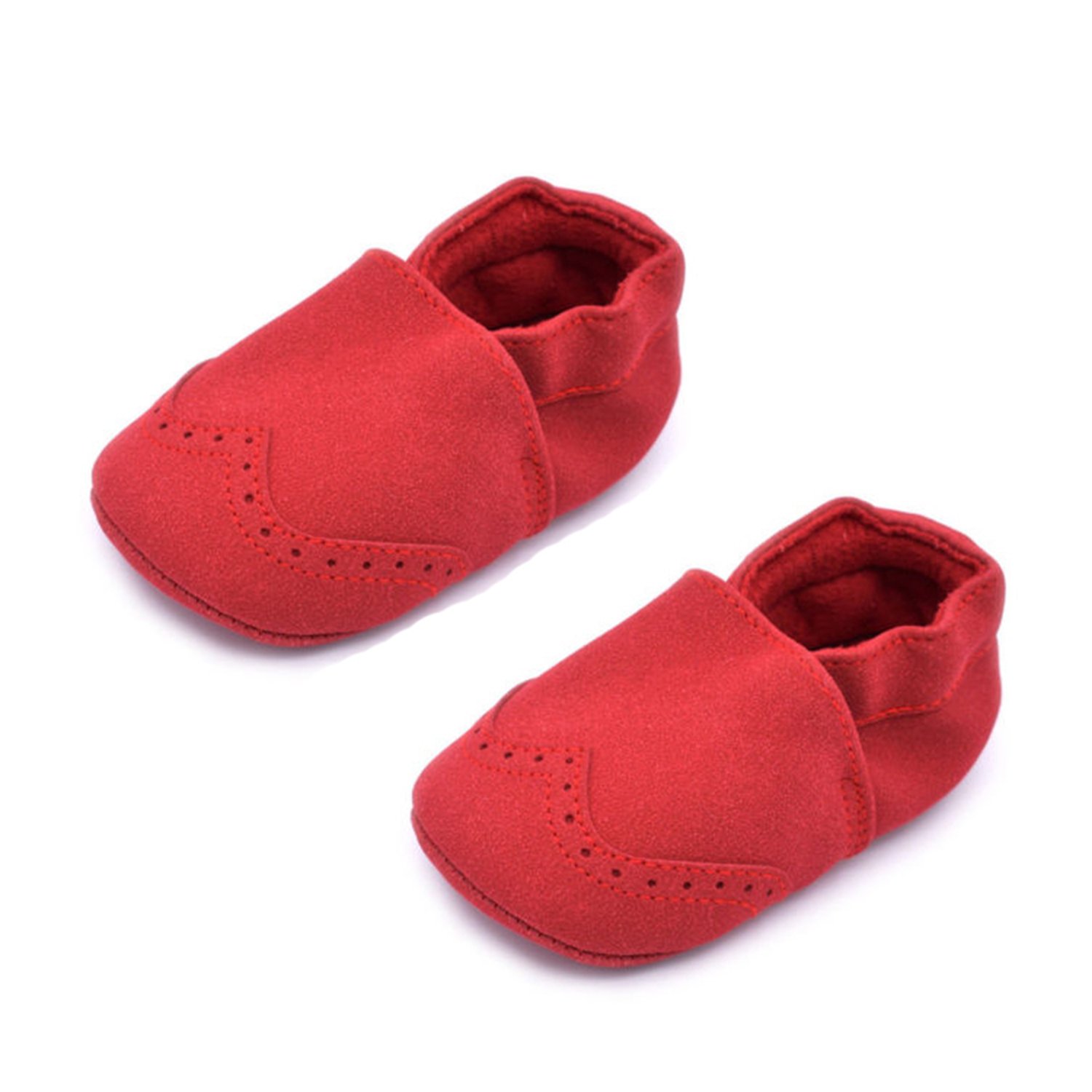 Baby Unisex Brogue Wingtip Moccasin Pram Shoe Red (6-12 Months)