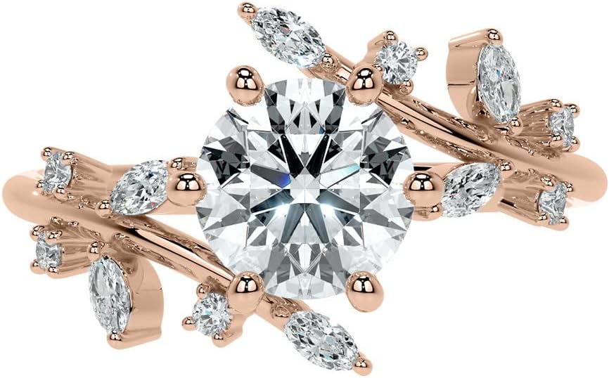 1.29-3.29 Carat Round Cut Moissanite/Lab Grown Diamond Bypass Engagement Ring Diamond Wedding Ring for Women in 925 Sterling Silver/10K/14K/18K Solid Gold