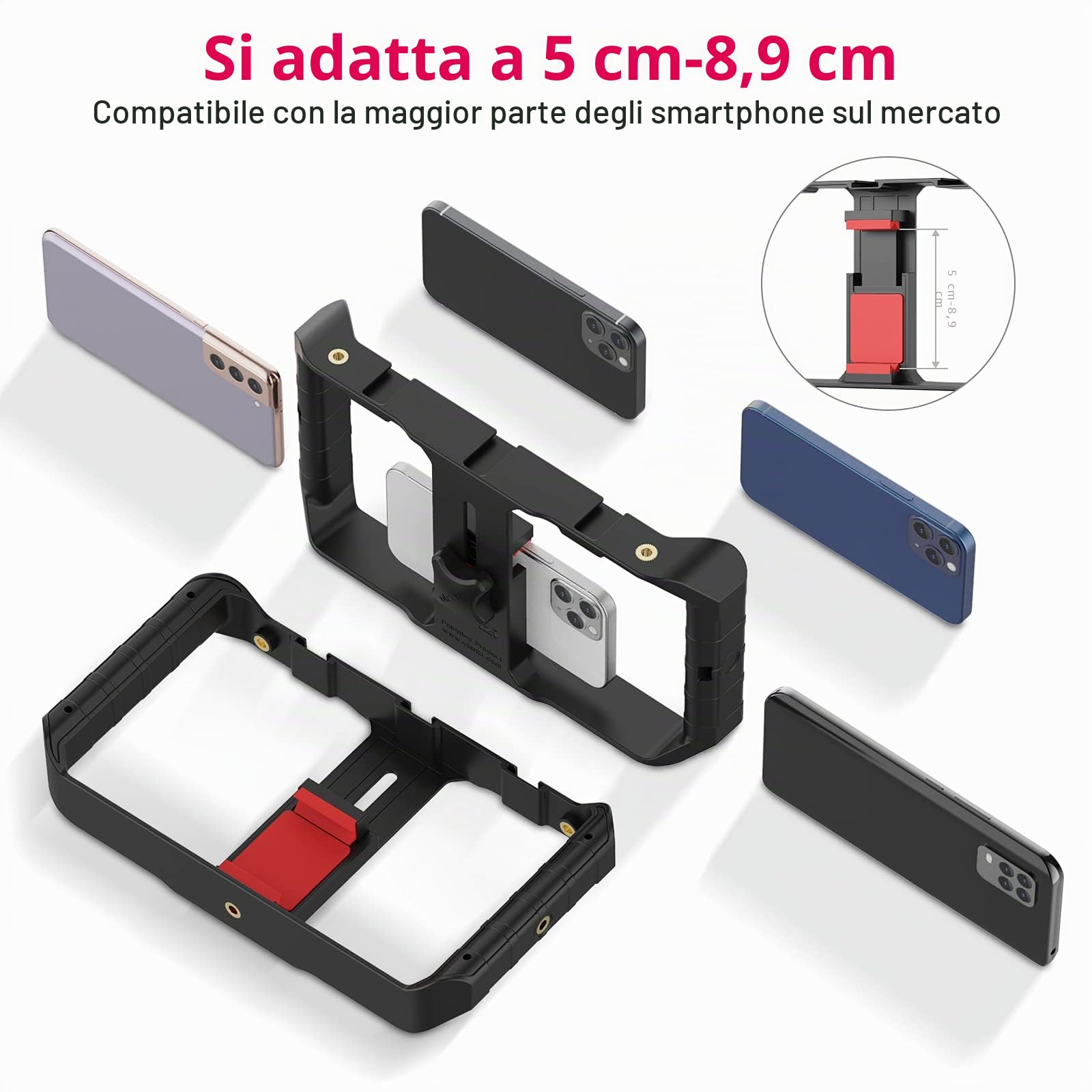 ULANZI U-Rig Pro Smartphone Video Rig, Stabilizzatori Video e Supporti per Smartphone con 3 Cold Mount, Gimbal per Vlogging con Impugnatura Regolabile per iPhone/Galaxy/Huaiwei/Xiaomi Vlog Youtuber