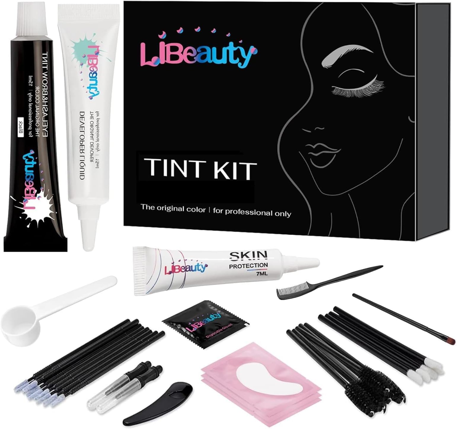 Libeauty Lash Color Kit Black, Temporary Eyebrow Beauty Enhancing Kit | Eyelash Volumizing Coloring Kit, Easy DIY Brow Styling for Home Use, Natural Effect