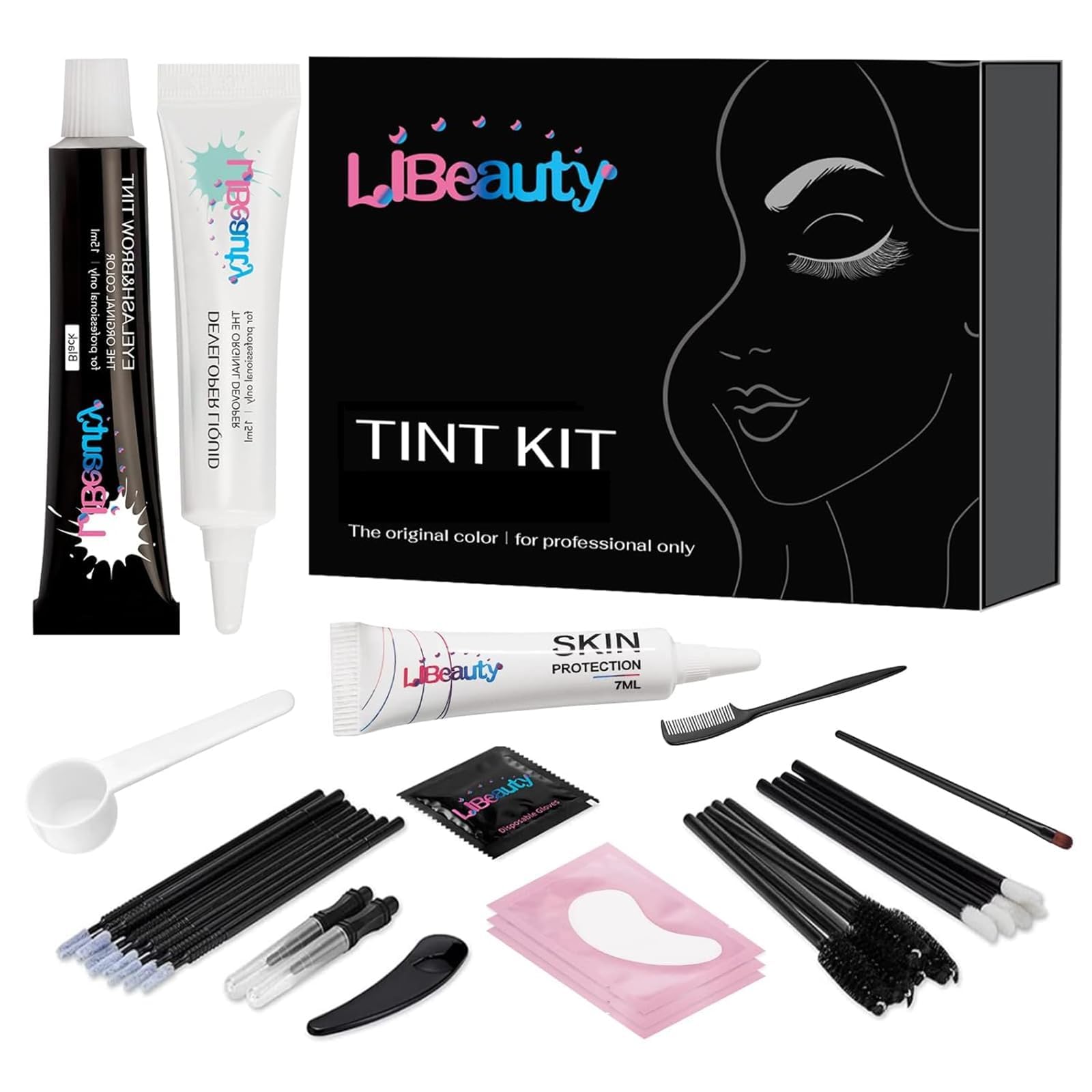 Libeauty Lash Color Kit Black, Temporary Eyebrow Beauty Enhancing Kit