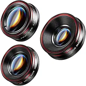 Kit de Lente de Câmera para Smartphone 3 Em 1, Grande Angular de 120 ° + Macro 25X + Lentes Olho de Peixe de 235 ° Com Lente de Câmera de Telefone Com Clipe Ajustável pa