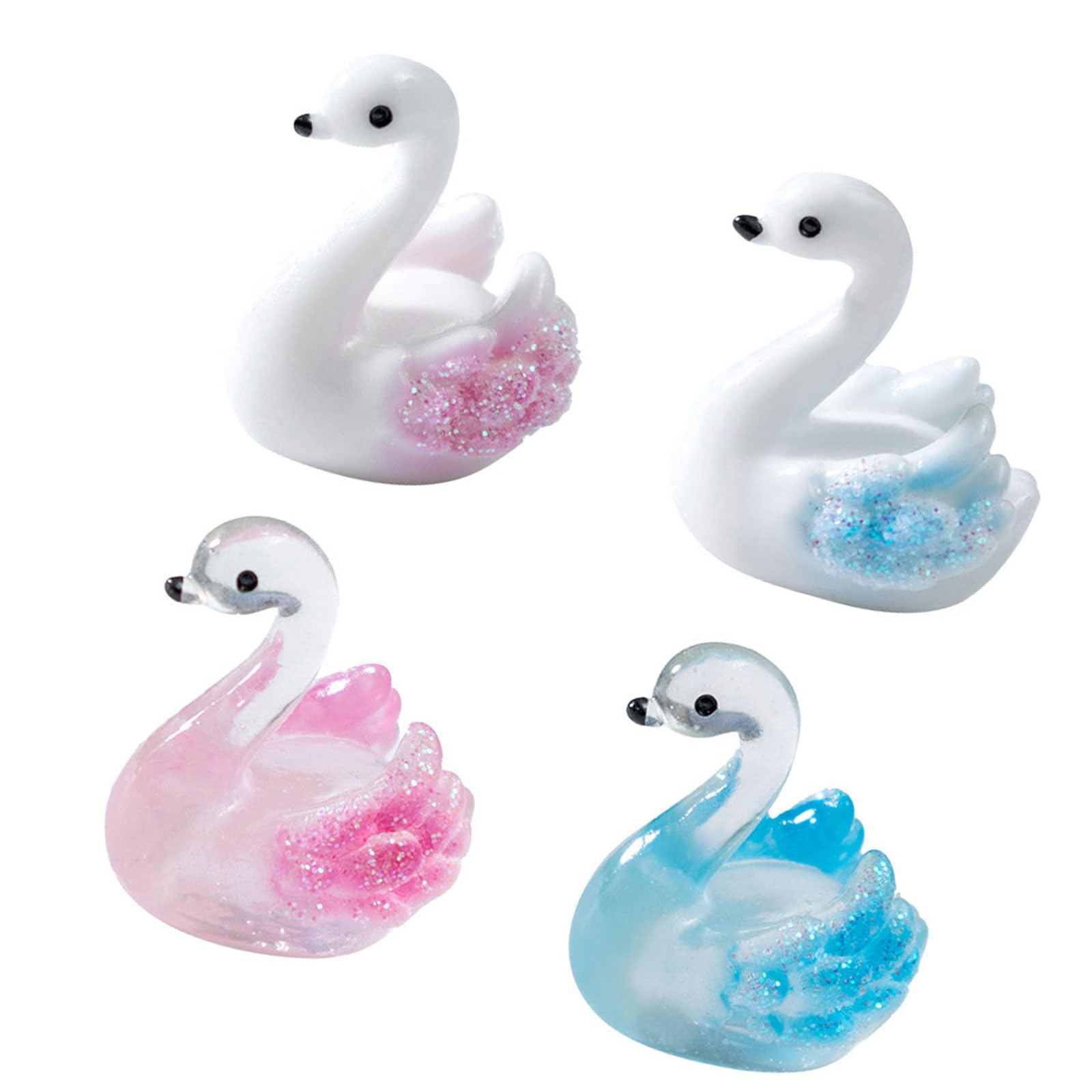 SXRQ Of 4 Clear Ducks Resin Miniature Figurines for Garden Decoration and Tabletop Display Collectibles Ornaments Clear Ducks Decors Animal Miniatures Small Resin Sculptures