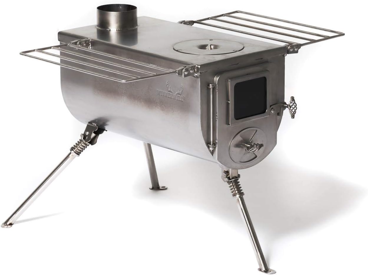 WinnerwellWoodlander Large Tent Stove | Portable Wood Burning Stove for Tents, Shelters, and Camping | 1500 Cubic Inch Firebox | Precision Stainless Steel Construction | Includes Chimney Pipe