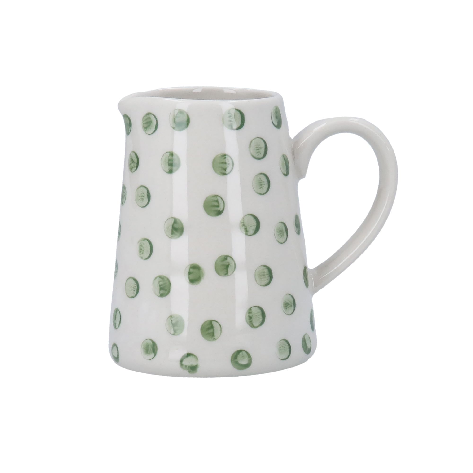 Gisela Graham Mini Serving Jug, Green Dots, 100ml, Glazed Stoneware