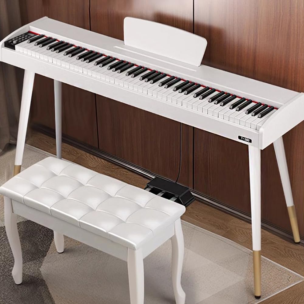Hammer Sound Electronic Piano 88 Wood Grain Keys Beginners to Play Musical Instruments Including Bracket Double Stool