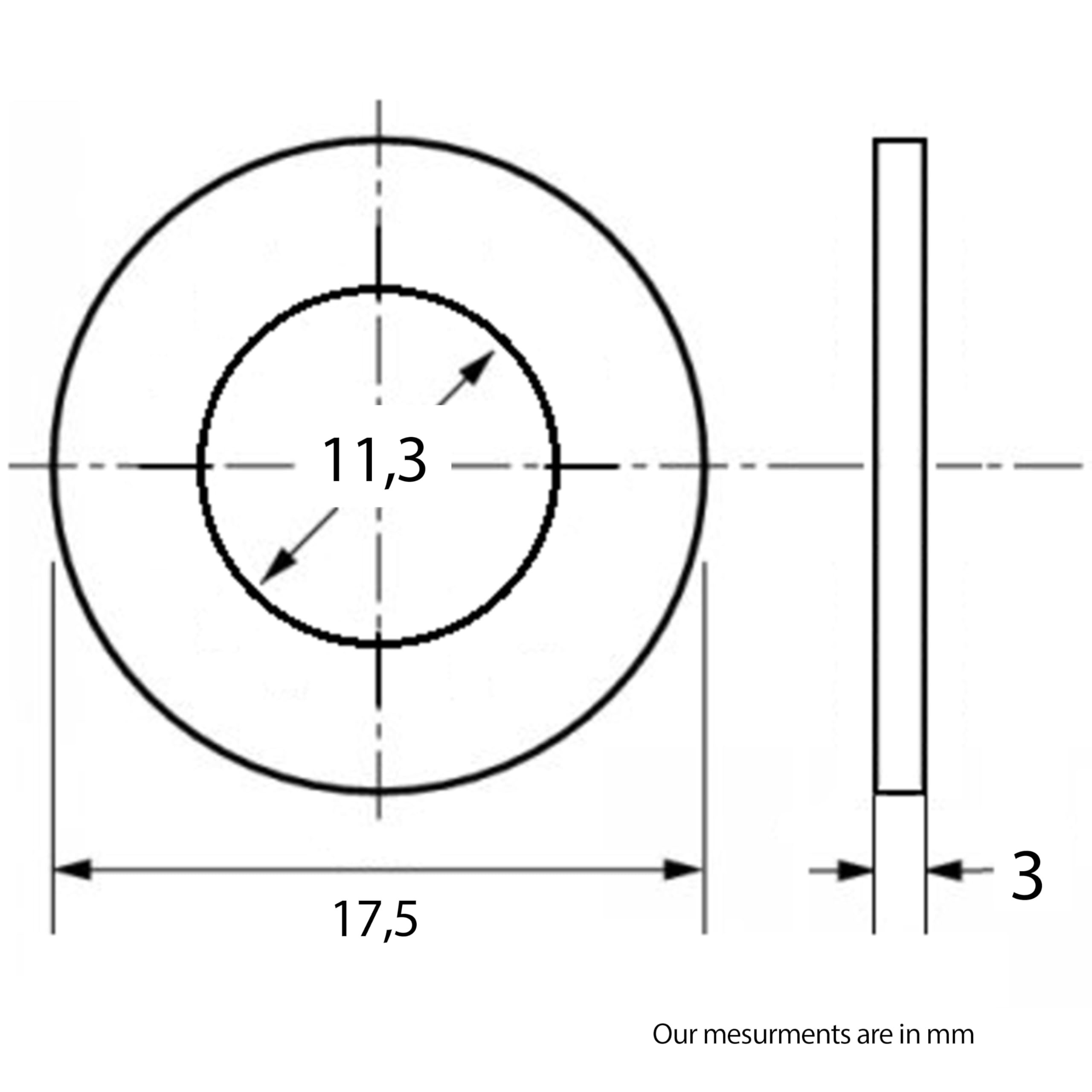 Restagraf - Joint de Vidange Cuivre Fileté - Diam. 11,3 x 17,5 x 3 mm - Compatible avec Alpine, Dacia, Mini, Mitsubishi, Nissan, Renault (Certains Moteurs) - Réf. 40873 - Boîte de 100