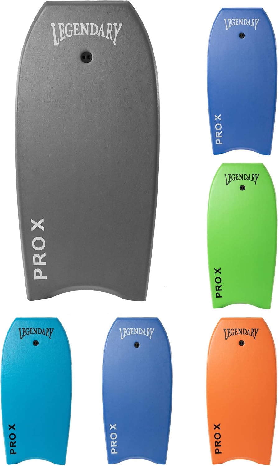 legendary pro x bodyboard for beach with hard slick bottom, boogie boards for kids & adults, heat sealed with eps core, leash 37" dark gray/ green