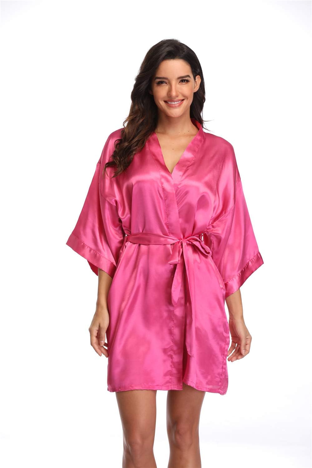 Women's Pure Short Silky Robes Bridesmaid Bride Party Satin Robes Sleepwear - Image 2