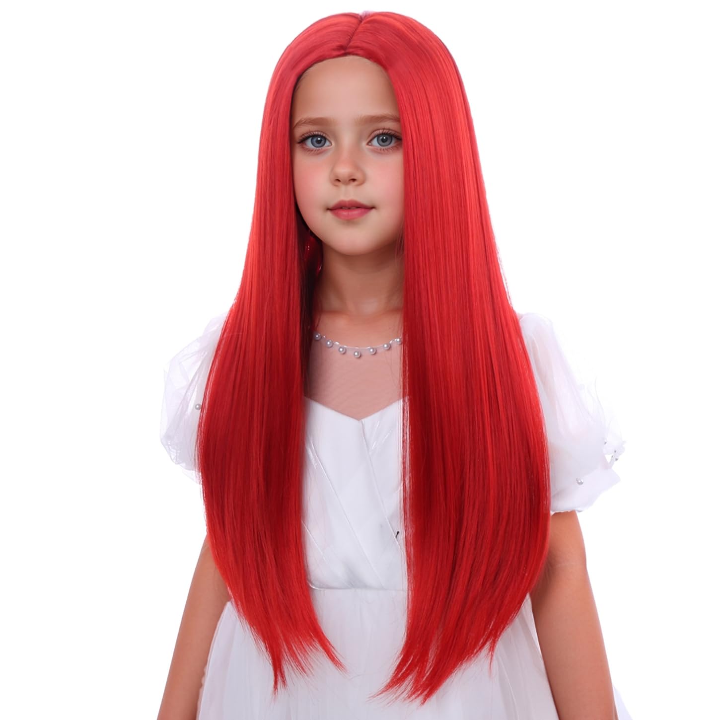 Kids Light Blonde Wig Children Long Blonde Straight Wig Girl Long Straight Middle Part Wigs Include Wigs Cap