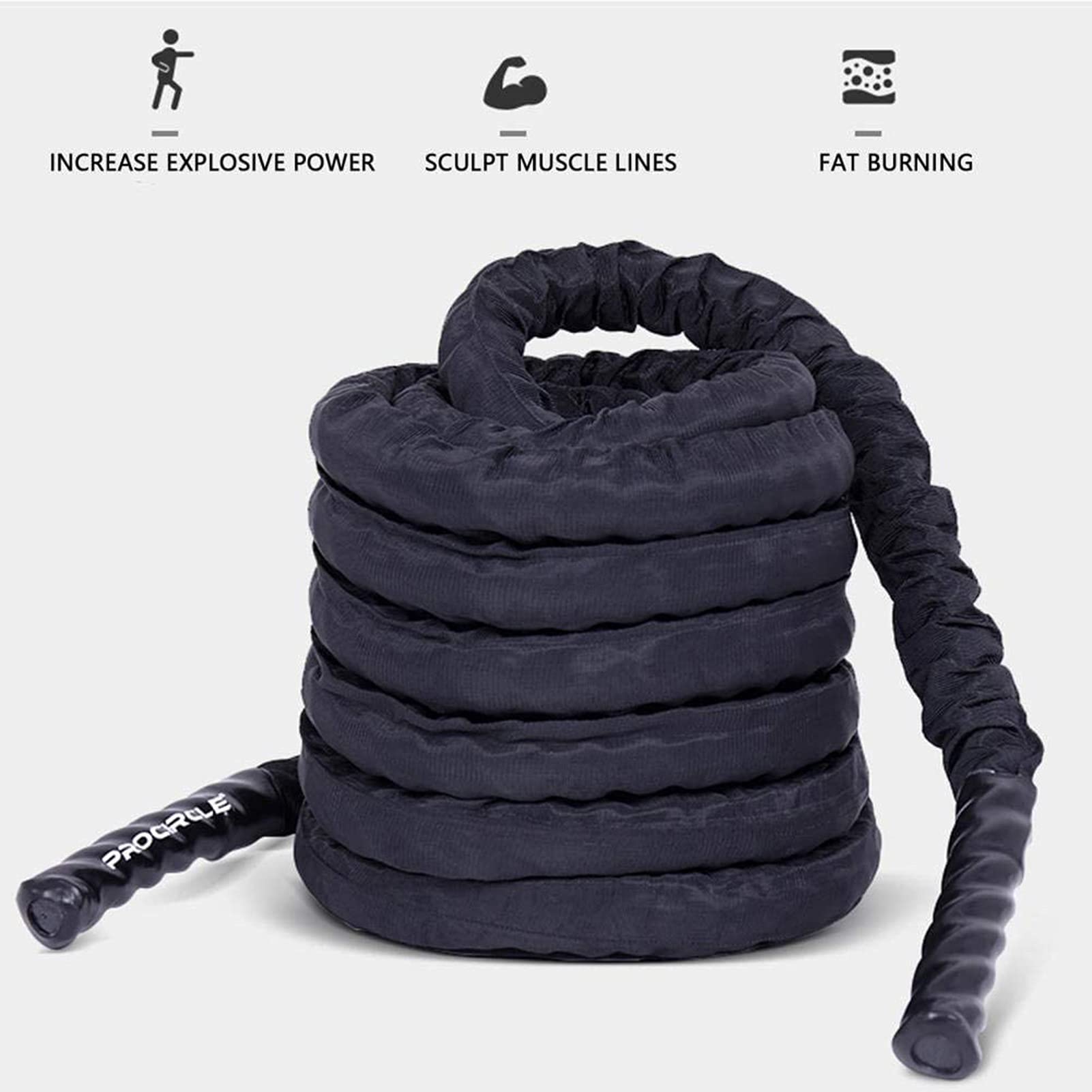 Gym Heavy Duty Battle Rope mit Schutzhülle, für Indoor- Oder Outdoor-Workouts Fitness, 1,5 Zoll Durchmesser 30/40/50 Fuß Länge Erhältlich, Anker Inklusive (Size : 15m)