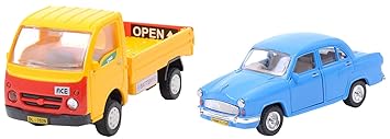 Centy Toys Plastic Tata Ace Pull Back Vehicle, 1 Pull Back Vehicle, Multicolour&Krasa Centy Plastic Toys Ambassador Car, Multi Color, Kids