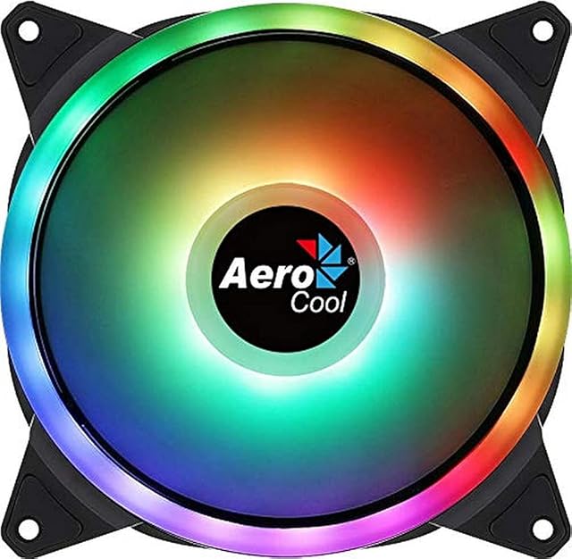 Aerocool Duo 14 ARGB LED PC Fan, 140 mm, 1000 rpm, Curved Fan Blades for Maximum Cooling and Anti-Vibration Pads