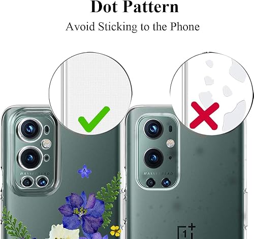 Miniatura 7 de Unov Funda compatible con OnePlus 9 Pro 5G transparente con diseño de TPU suave, absorción de golpes, diseño delgado en relieve, funda protectora