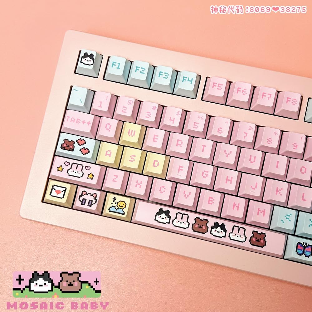 Pixel Mosaicbaby Keycap Set Kilo Studio Mechanical Keyboard Keycaps Cherry/KOA Profile PBT 5 Side DYE Sublimation Keys (cherrp Profile)